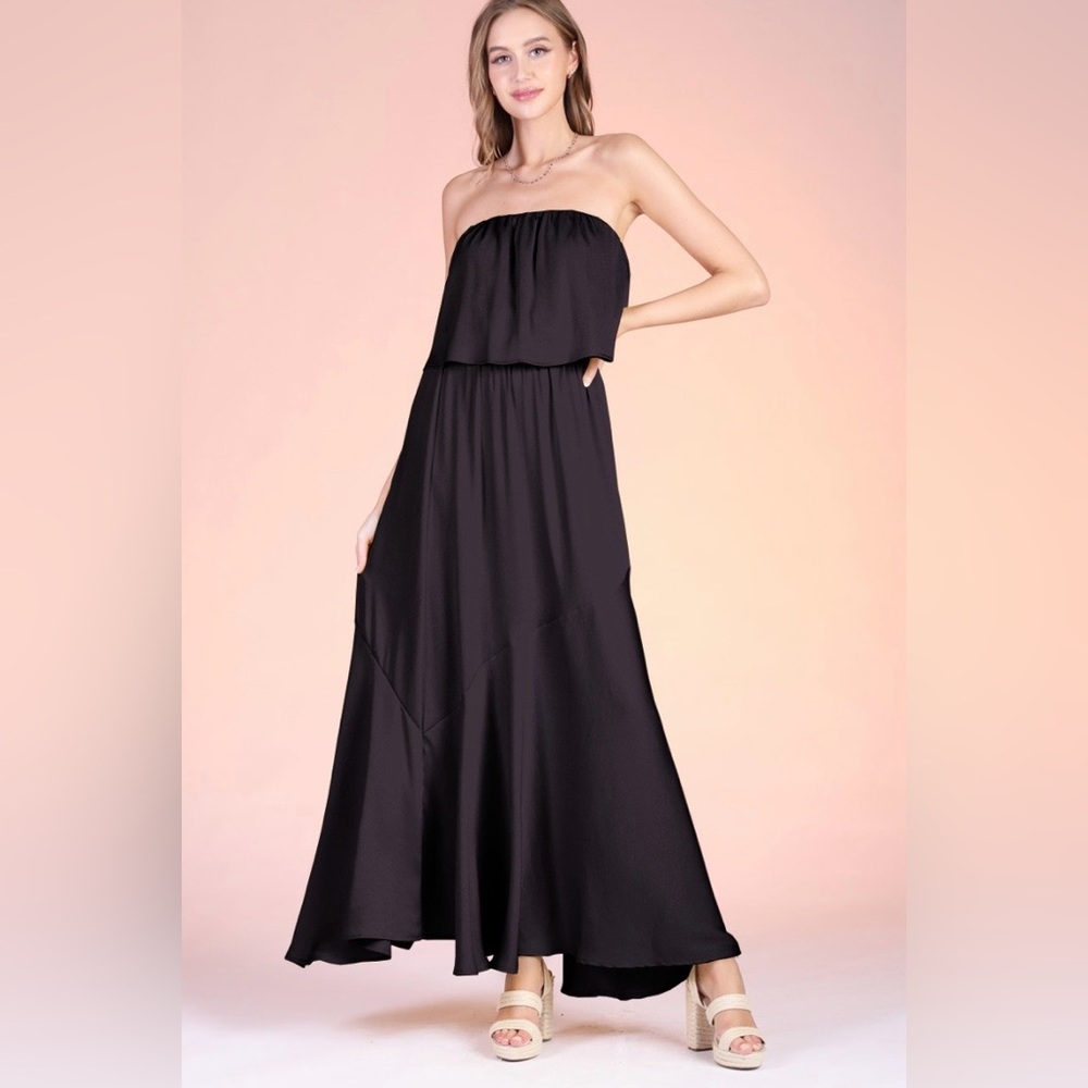 Tyche Black Strapless Maxi Dress